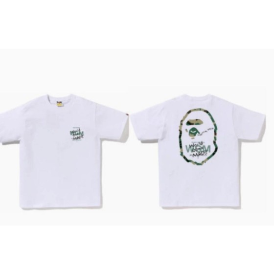 White BAPE "World Gone Mad" Logo T-Shirt (Front & Back)